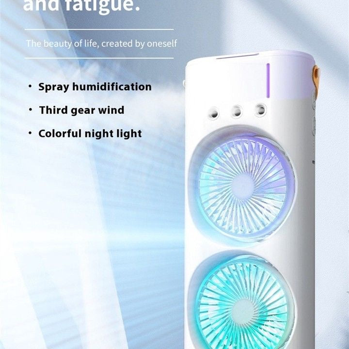 Double-Ended Spray Fan || Three Hole Head Cooling Fan || Portable Humidifying Air Cooler With Lamp