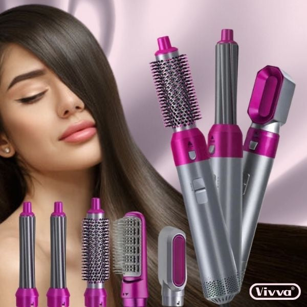 Hair Dryer Set 5 in 1 Hot Air Comb Blow Volumizer Brush 5 in 1 Hair Styler Hot Air Styler 5 in 1 Curling Iron Set Salon One Step Hot Air Brush Curling